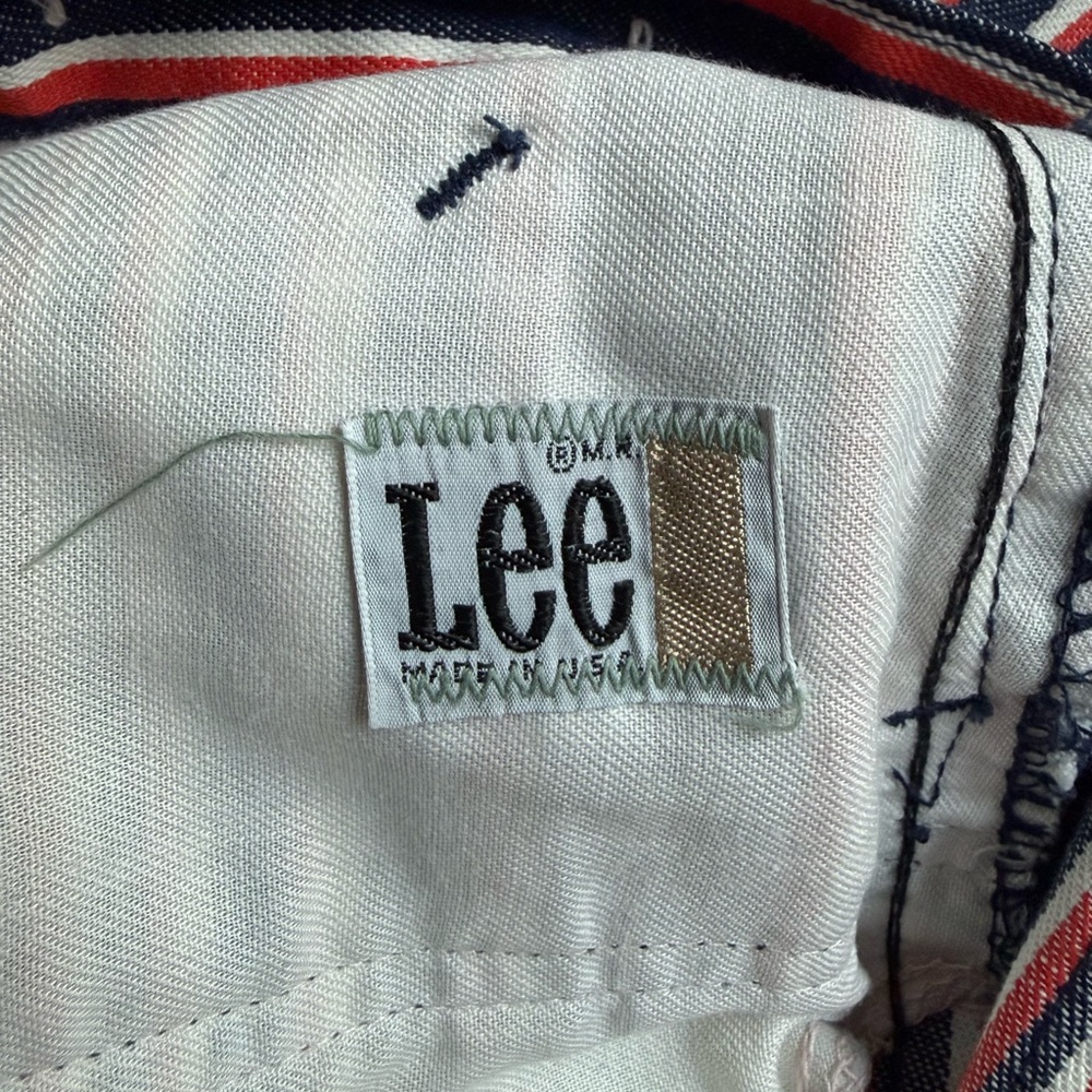 Vintage Lee USA Striped Pants Red White Blue High Rise Straight Leg - Picture 9 of 11